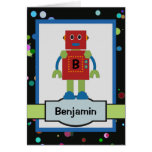 Tarjeta de la nota personalizada robot rojo del ni