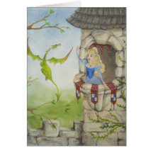 Tarjeta de la princesa y del dragón