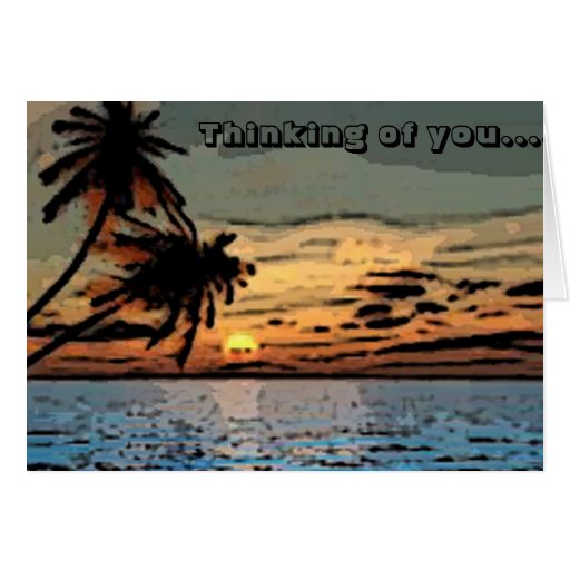 Tarjeta de la puesta del sol de la palmera