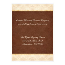 Tarjeta de la recepción nupcial del chocolate y de invitacion personalizada