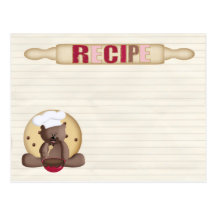 tarjeta de la receta de la galleta del peluche tarjetas postales