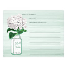 Tarjeta de la receta de la verde menta del tarro y comunicados personalizados