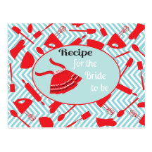 Tarjeta de la receta para que la novia sea postales