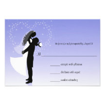 Tarjeta de la respuesta del boda de la silueta de  invitacion personal 
