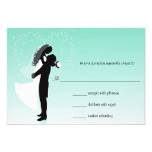 Tarjeta de la respuesta del boda de la silueta de  comunicados personales 