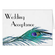Tarjeta de la respuesta del boda del pavo real