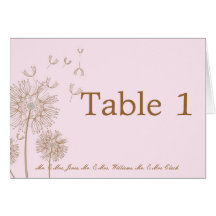 Tarjeta de la tabla del rosa y del diente de león 