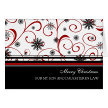 Tarjeta de las Felices Navidad del hijo y de la nu