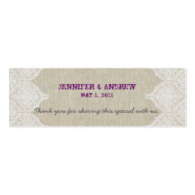 Tarjeta de lino del favor del boda del vintage del tarjetas de visita