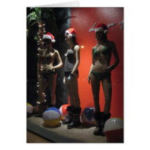 Tarjeta de los bikinis y de botas del navidad