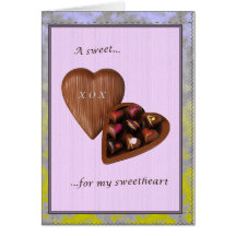 Tarjeta de los chocolates del amor