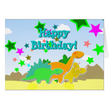 Tarjeta de los dinosaurios del feliz cumpleaños