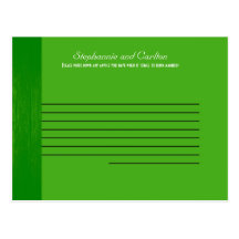 Tarjeta de madera verde/verde del consejo del boda postales