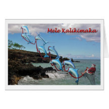 Tarjeta de Mele Kalikimaka de Santa y de los delfí