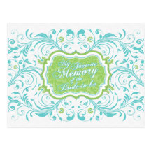 Tarjeta de memoria floral del verde azul para la n postal