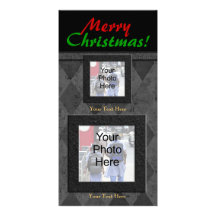 Tarjeta de Navidad adaptable negra clásica Plantilla Para Tarjeta De Foto