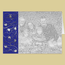 Tarjeta de Navidad afiligranada azul y de plata de tarjetas