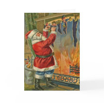 Tarjeta de Navidad antigua de Santa del vintage tarjetas