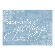 tarjeta de Navidad azul de los copos de nieve 5x7 Invitacion Personalizada