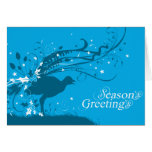 Tarjeta de Navidad azul del lyrebird gráfico