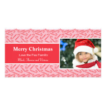 Tarjeta de Navidad blanca roja del bastón de caram Tarjeta Personal Con Foto