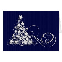 Tarjeta de Navidad con el árbol y las estrellas de