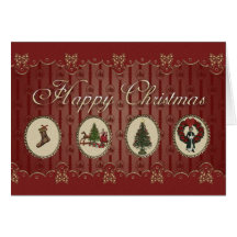 Tarjeta de Navidad con las cintas y el camafeo de 