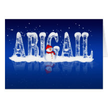 Tarjeta de Navidad de Abigail - hielo y muñeco de 