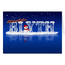 Tarjeta de Navidad de Blyth - texto y muñeco de ni