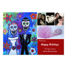 Tarjeta de Navidad de Dia de los Muertos Invitacion Personal
