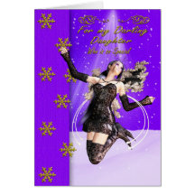 tarjeta de Navidad de hadas púrpura de la hija