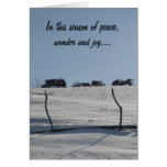 Tarjeta de Navidad de la escena de la nieve del tr