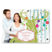 Tarjeta de Navidad de la foto del árbol de abedul  Invitaciones Personales