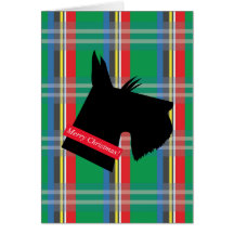 Tarjeta de Navidad de la tela escocesa del perro d
