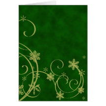 Tarjeta de Navidad de los copos de nieve del oro