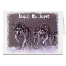 Tarjeta de Navidad de los perros de trineo del Mal