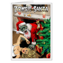 Tarjeta de Navidad de Santa del zombi - interior e