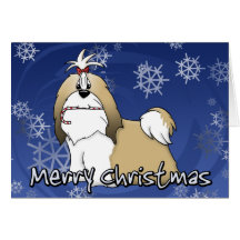 Tarjeta de Navidad de Shih Tzu del dibujo animado