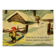 Tarjeta de Navidad de Tomten con el poema de Victo