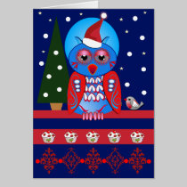 Tarjeta de Navidad decorativa linda con el búho de tarjetas