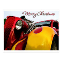 Tarjeta de Navidad del coche de carreras Postal