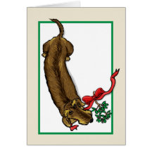 Tarjeta de Navidad del Dachshund de Wirehair