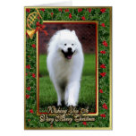 Tarjeta de Navidad del espacio en blanco del perro