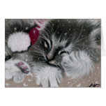 Tarjeta de Navidad del gatito de Santa