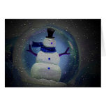 Tarjeta de Navidad del muñeco de nieve del globo d
