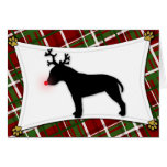 Tarjeta de Navidad del reno de bull terrier