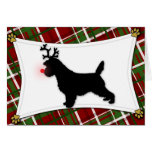 Tarjeta de Navidad del reno de Terrier de mojón