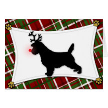 Tarjeta de Navidad del reno de Terrier de mojón