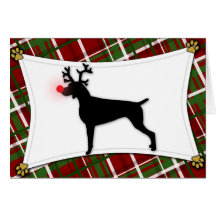 Tarjeta de Navidad del reno de Weimaraner