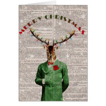 Tarjeta de Navidad del reno del navidad del vintag